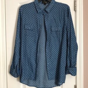 Blue and white Polka-dotted buttoned up shirt